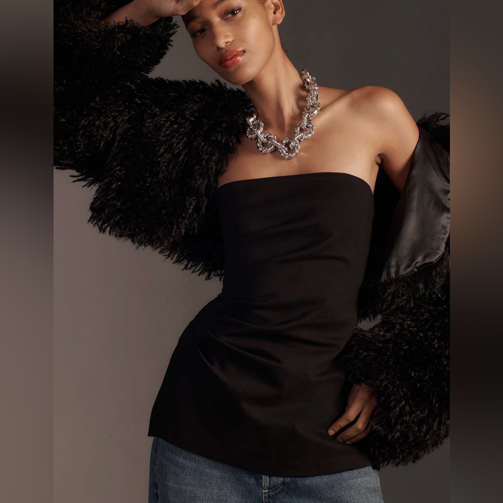 Anthropologie Black Strapless Medium Size New